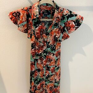 Maeve by Anthropologie Flutter Sleeve Midi Shirt Dress size XSP